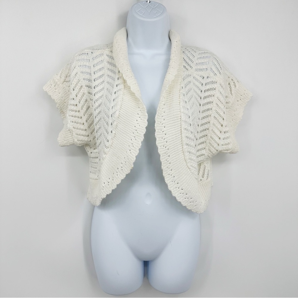 Vintage Y2K Cropped Knit Sweater Cardigan Size 1X Plus Size Festival Coquette